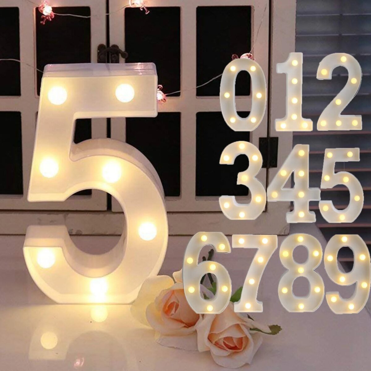 Light Up Letter Led Alphabet Number Plastic Battery Operated Party Sign Wedding Festival Stand Decoration No Batteries Included - Image 1
