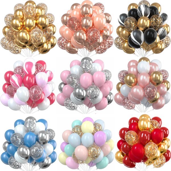 30Pcs Metallic Gold Pink Balloons Pearl White Latex Balloons Gold Confetti Balloons For Birthday Weddings Party Decorations