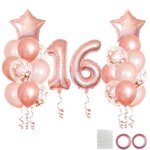 25pcs Rose Gold Mixed Balloons 16th 61st Birthday Party Decorations 16 61 Years Old Girl Woman Birthday Decor