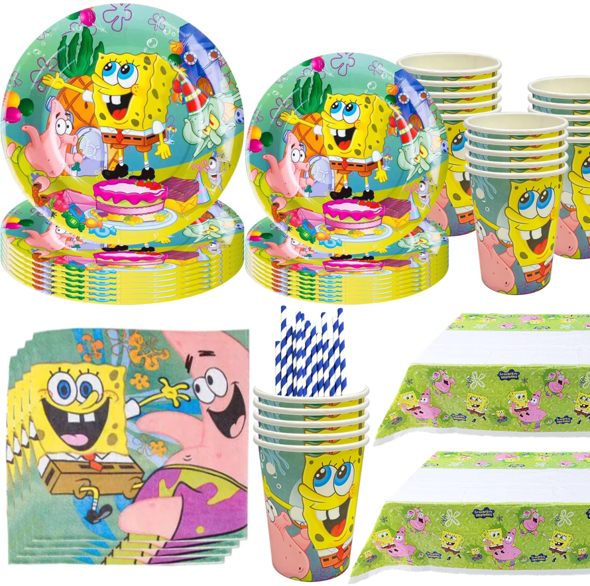 Free Customization Sponge-Bob Party Background Tableware Happy Birthday Decoration Plate Balloon Kid Favorite Party Baby Shower - Image 1