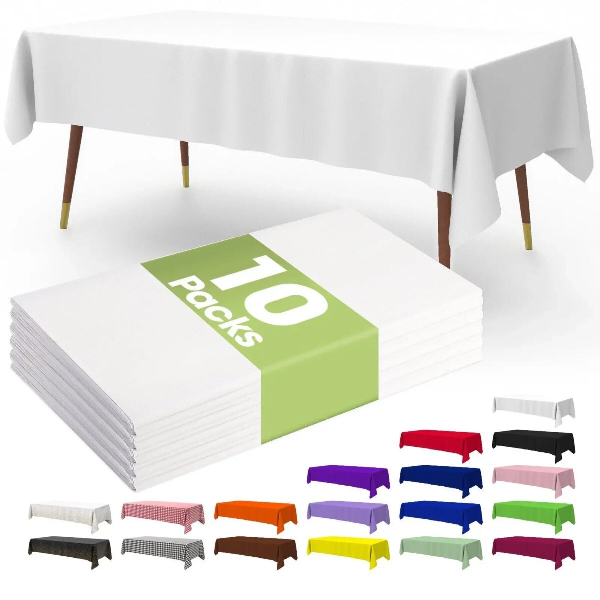 Premium Disposable Table Cloth 54 x 108 Inch Table Cloths for Parties Decorative Tablecloths for Rectangle Tables White - Image 1