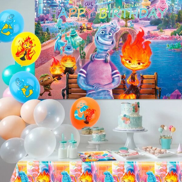 Elemental Party ,24pcs Elemental PartyTableware Set- Plates Napkins Tablecloth etc Elemental Party Supplies