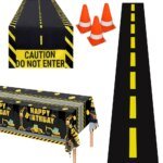 construction truck party tablecloth table runner Engineering excavator theme table cover boy construction birthday party decor
