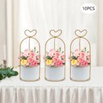 10pcs Small Round Carrying Baskets Gold Vases for Centerpieces Wedding Party Decoration
