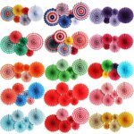 6pcs/set Decorative Wedding DIY Wheel Tissue Paper Hanging Fans Flowers Craft For Birthday Party Wedding Baby Shower Decoration