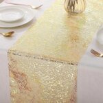 Glitter Metallic Table Runner,Polyester Gold/Rose Gold Table Runner Roll Dining Table Decor for Party Birthday Wedding