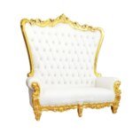 Luxury Royal Wedding Event Venue Loveseat Chair Double Throne White and Gold