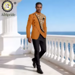 Mens Business Suits Single Breasted Kerchief Blazer and Pants 2 Piece Set